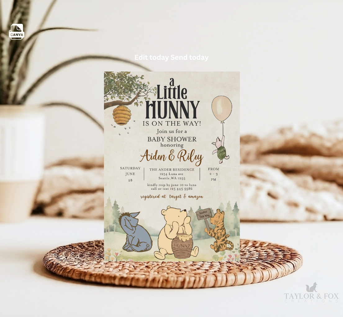 Winnie the pooh baby shower invitation, Winnie baby invite-10