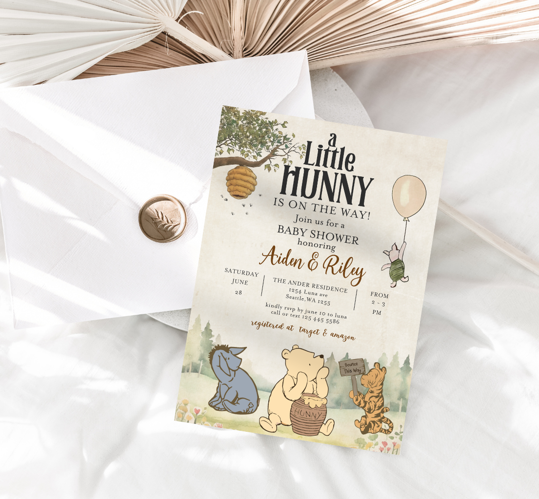 Winnie the pooh baby shower invitation, Winnie baby invite-10
