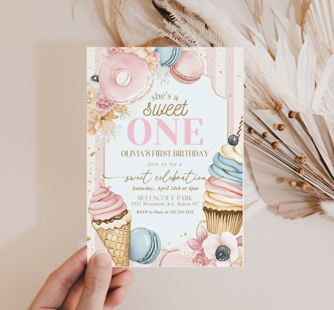 Sweet Birthday invitation, Ice cream birthday invitation-7