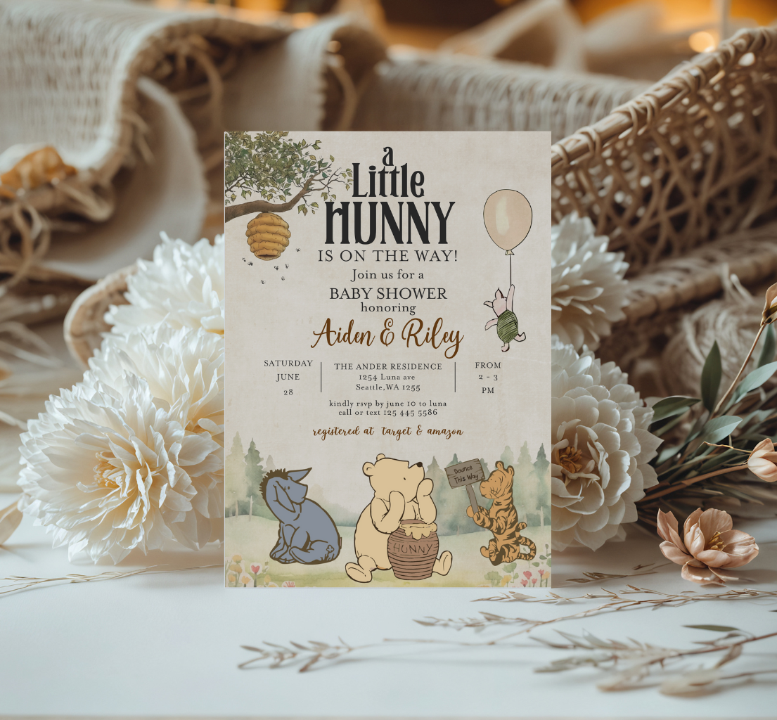 Winnie the pooh baby shower invitation, Winnie baby invite-10