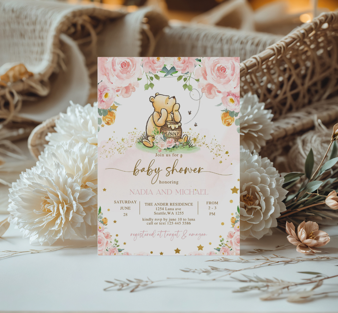 Winnie the pooh baby shower invitation, Winnie baby invite-9