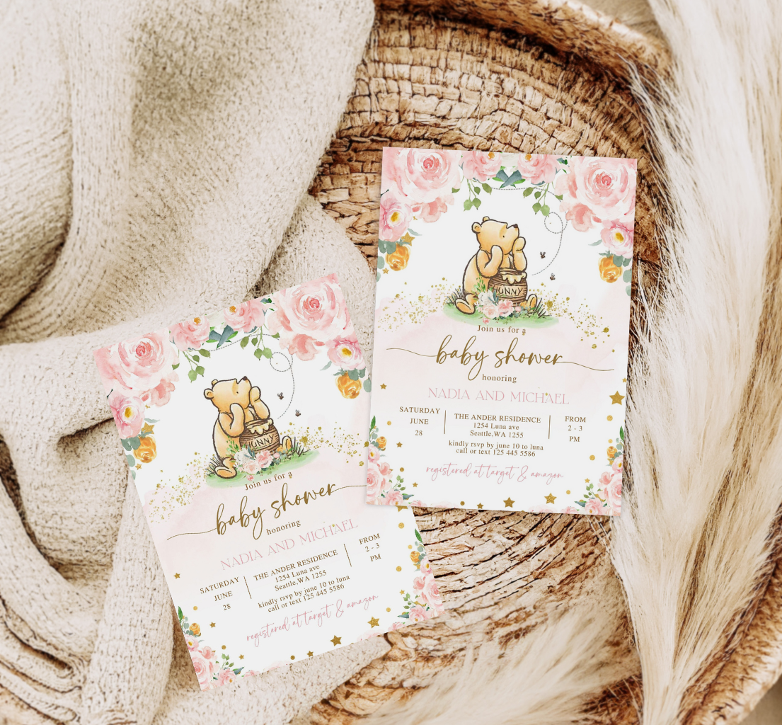 Winnie the pooh baby shower invitation, Winnie baby invite-9