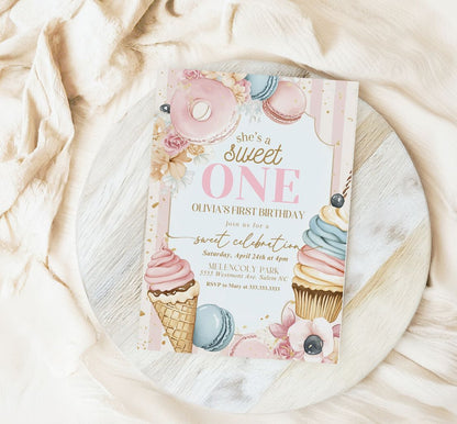 Sweet Birthday invitation, Ice cream birthday invitation-7